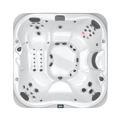 Jacuzzi J-375 Platinum widok z góry z ergonomicznymi siedziskami i dyszami hydromasażu