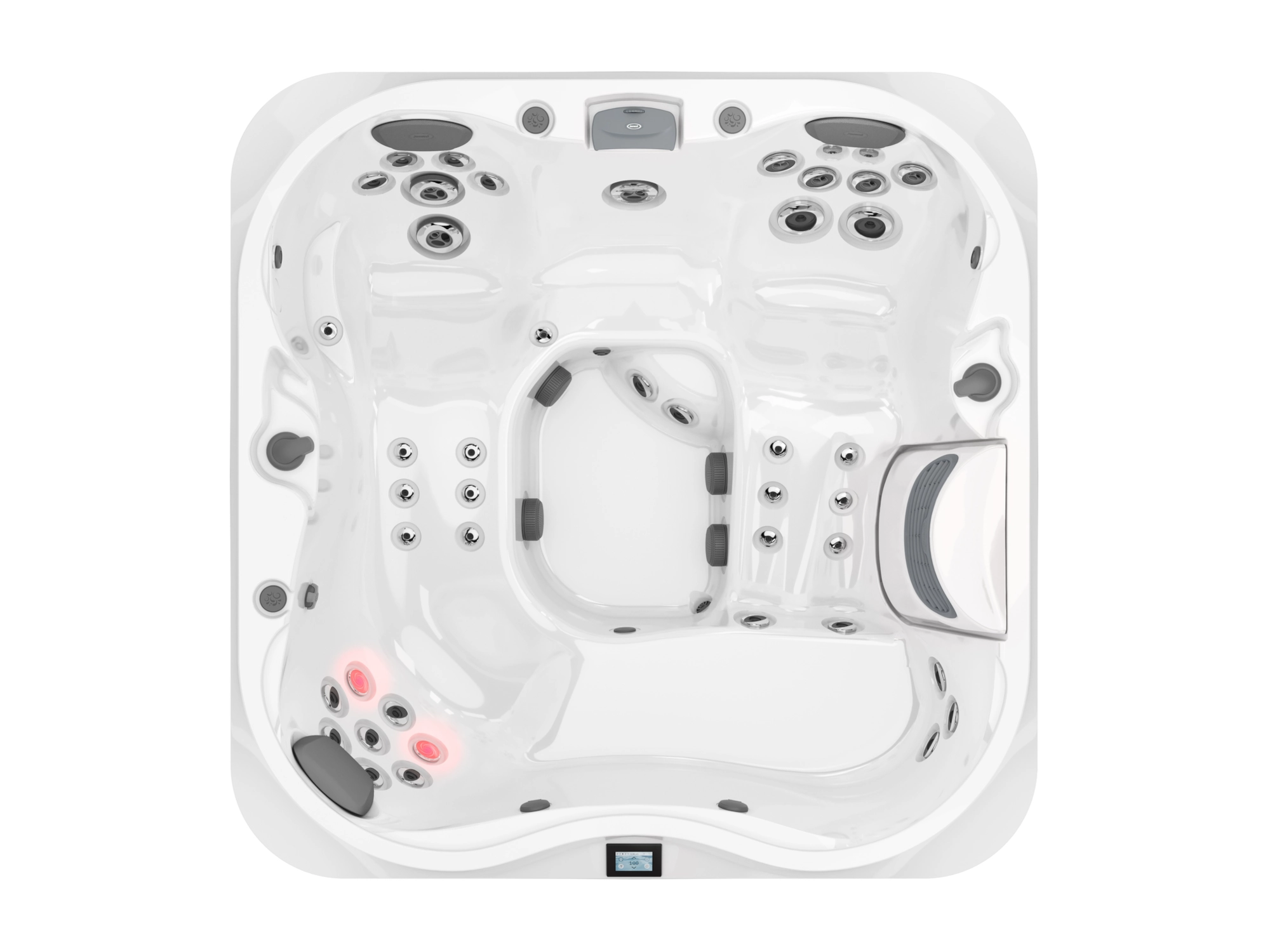 Jacuzzi J-332 Platinum widok z góry z ergonomicznymi siedziskami i dyszami hydromasażu