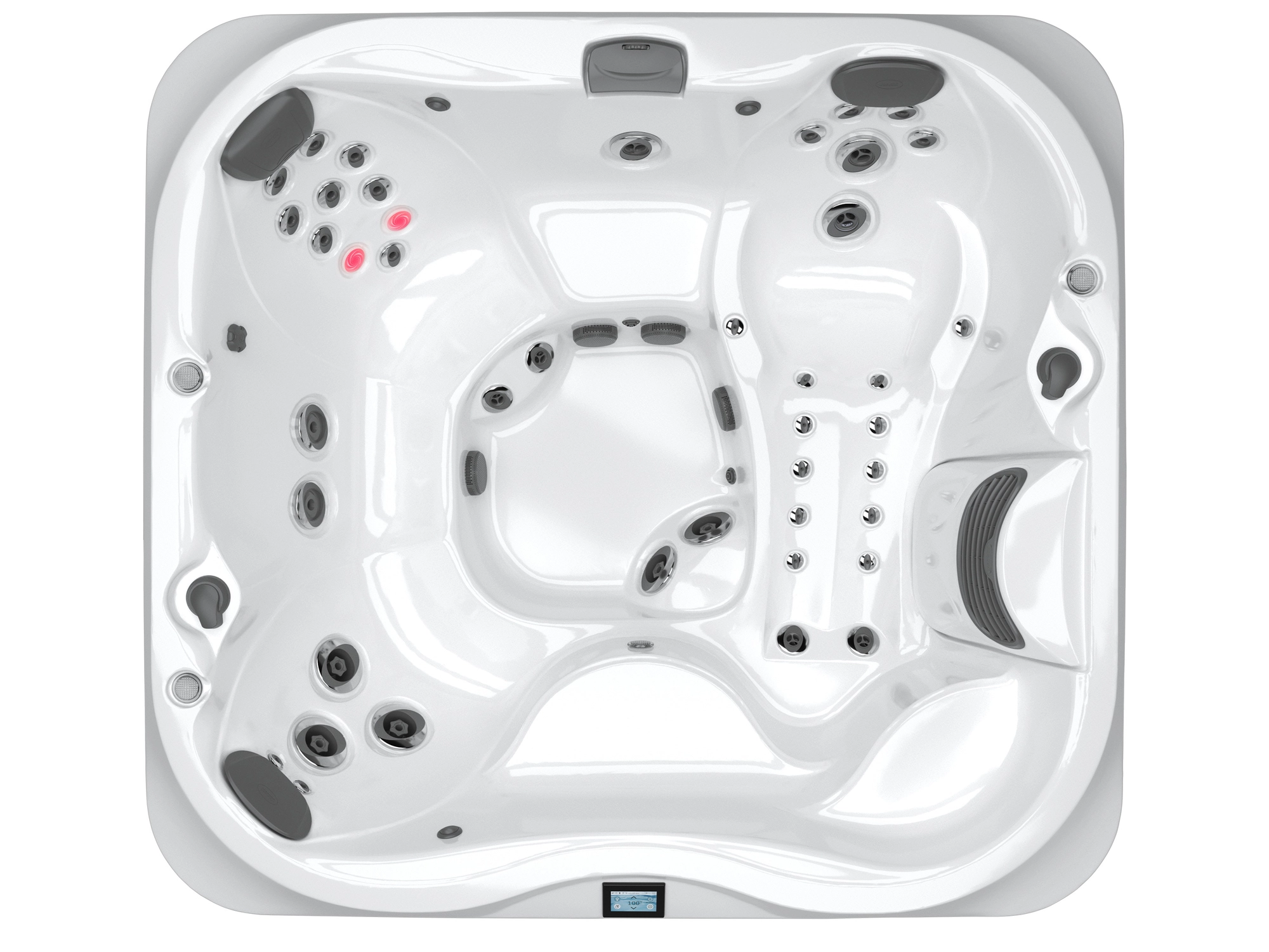 Jacuzzi J-355 Platinum widok z góry z ergonomicznymi siedziskami i dyszami hydromasażu