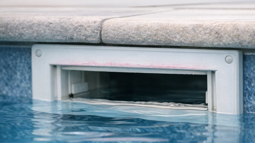 basen różowy nalot przy skimmerze
